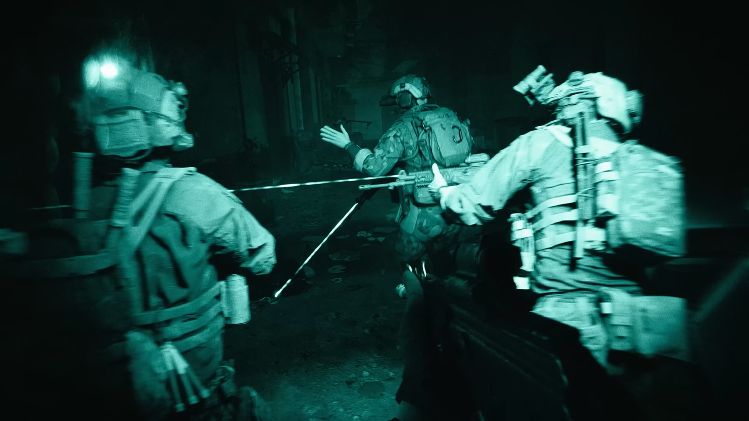 A nightvision camera view in Battlefield 6.