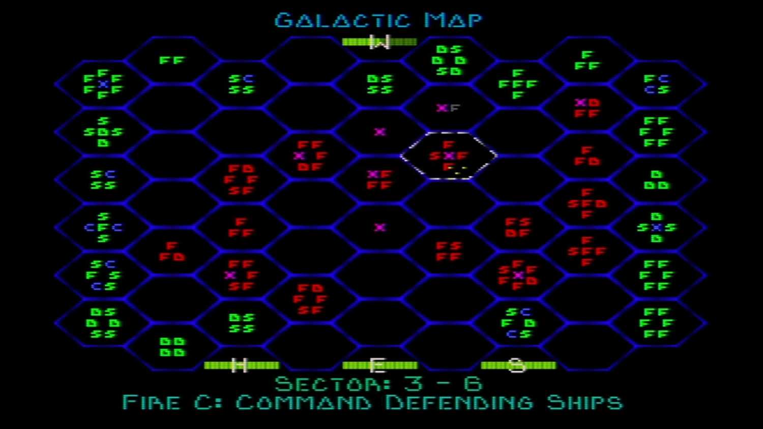 A screenshot of the galactic map in BattleSphere