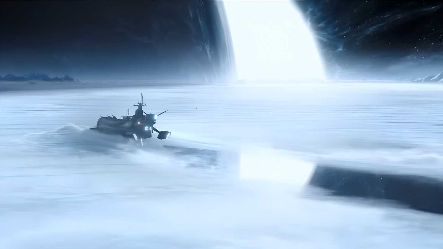 A screenshot showing a glacial planet in Beyond Good and Evil 2.