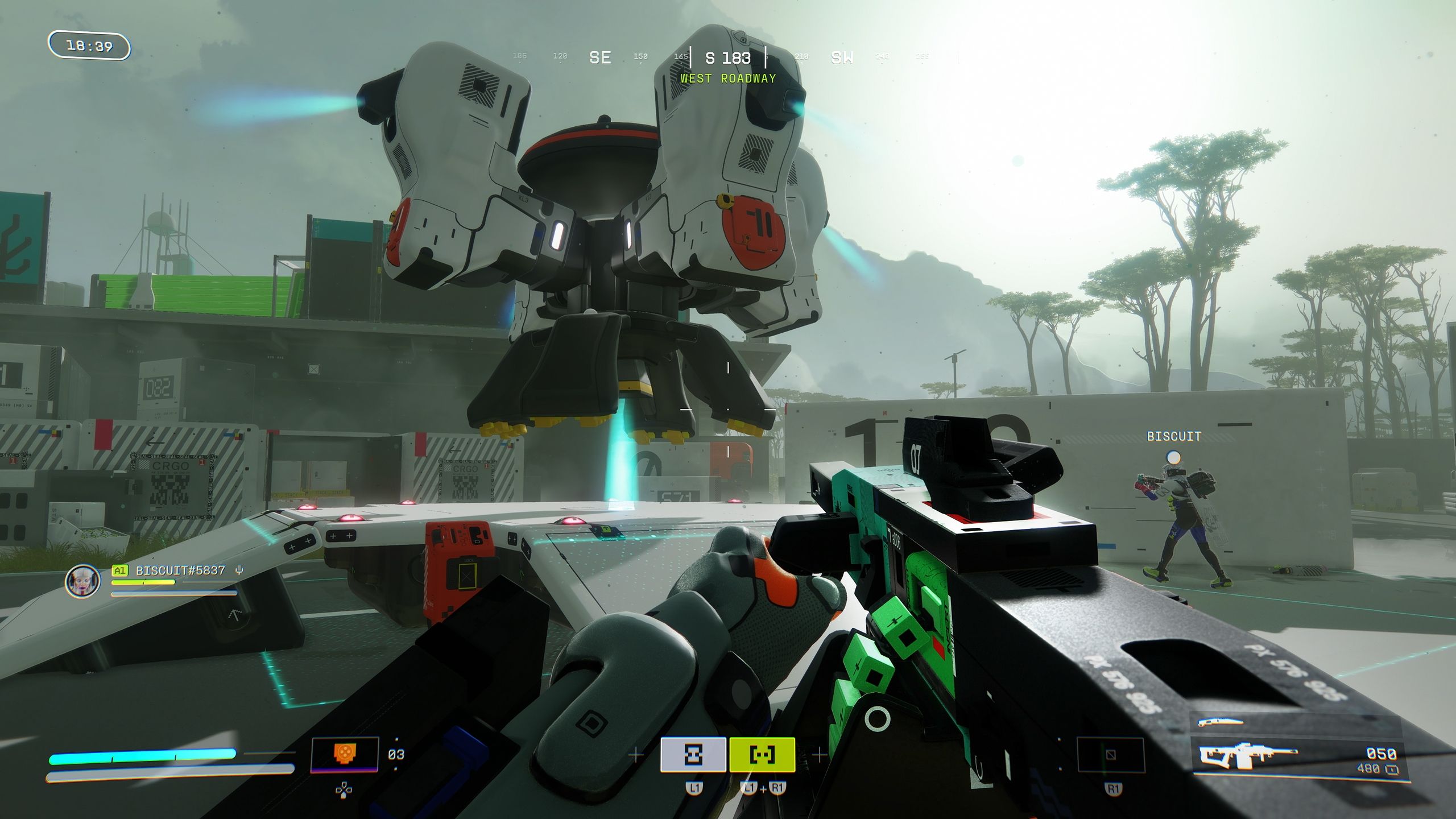 A screenshot of gameplay from Bungie's upcoming game, Marathon.