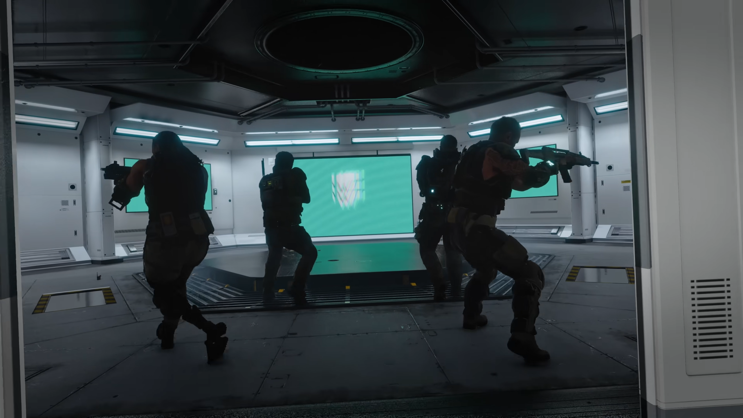 A screenshot of a team entering an area in co-op for Call of Duty: Black Ops 7