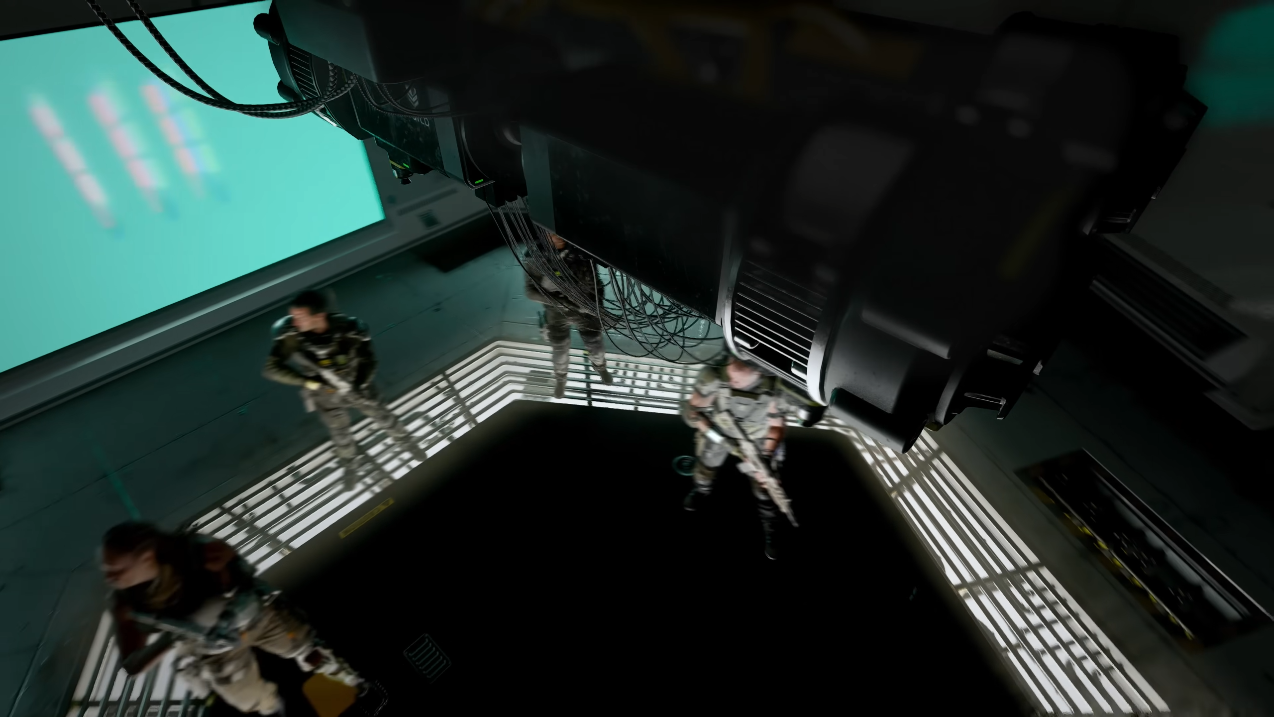 A group of soldiers being hit with gas in the Call of Duty: Black Ops 7 trailer.