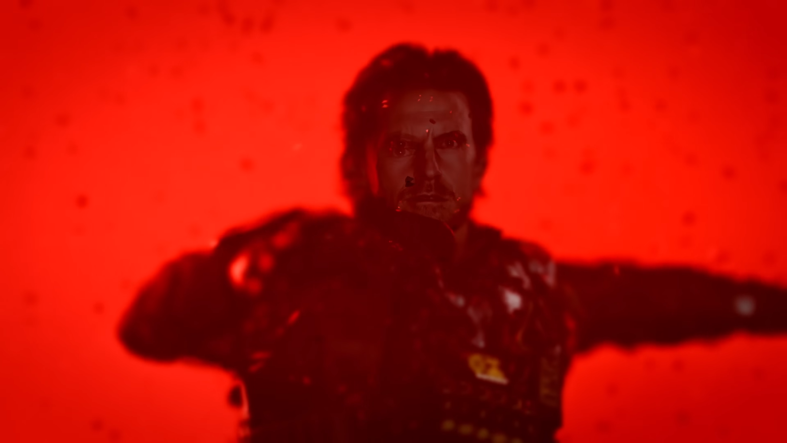 Mason underwater in red.