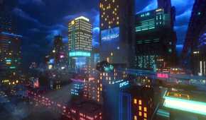 A screenshot from the game Cloudpunk.