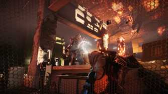 Maximum armor equipped against a Cephalopod in Crysis 2.