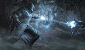 A mage in combat in Dark Souls III.