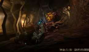 Isaac being dragged by a monstrous tentacle in 2008's Dead Space.