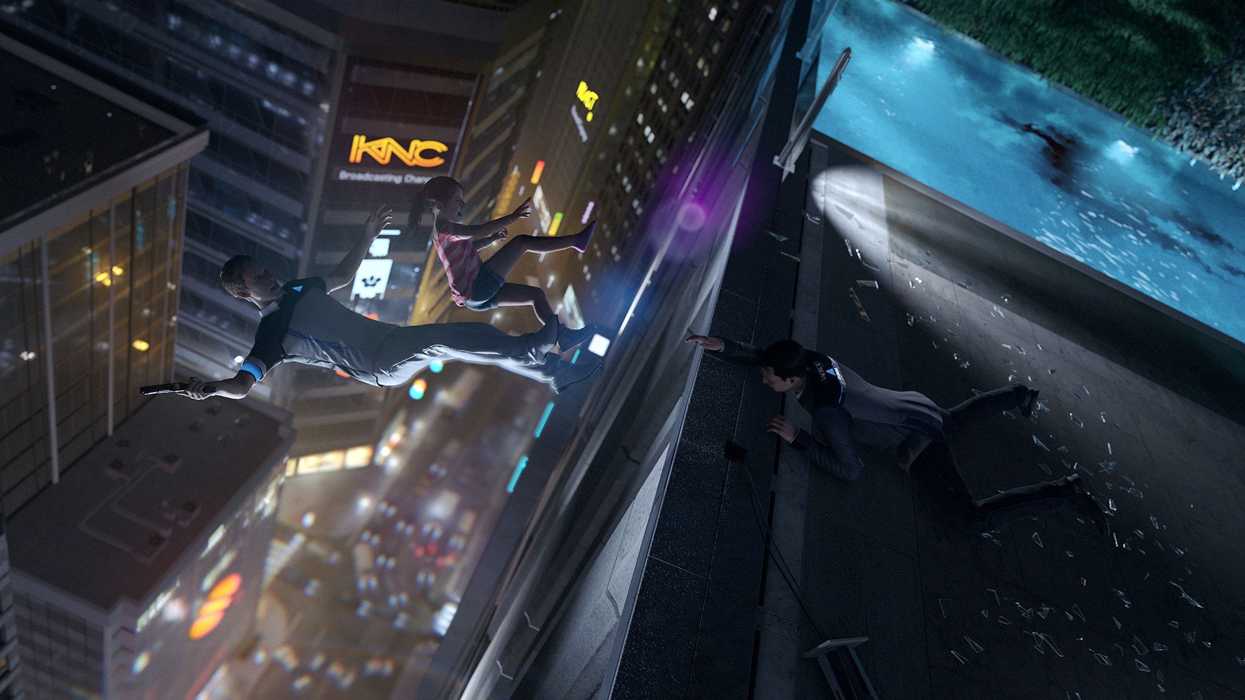 Connor failing to save a girl and an android from falling off a rooftop in Detroit: Become Human.