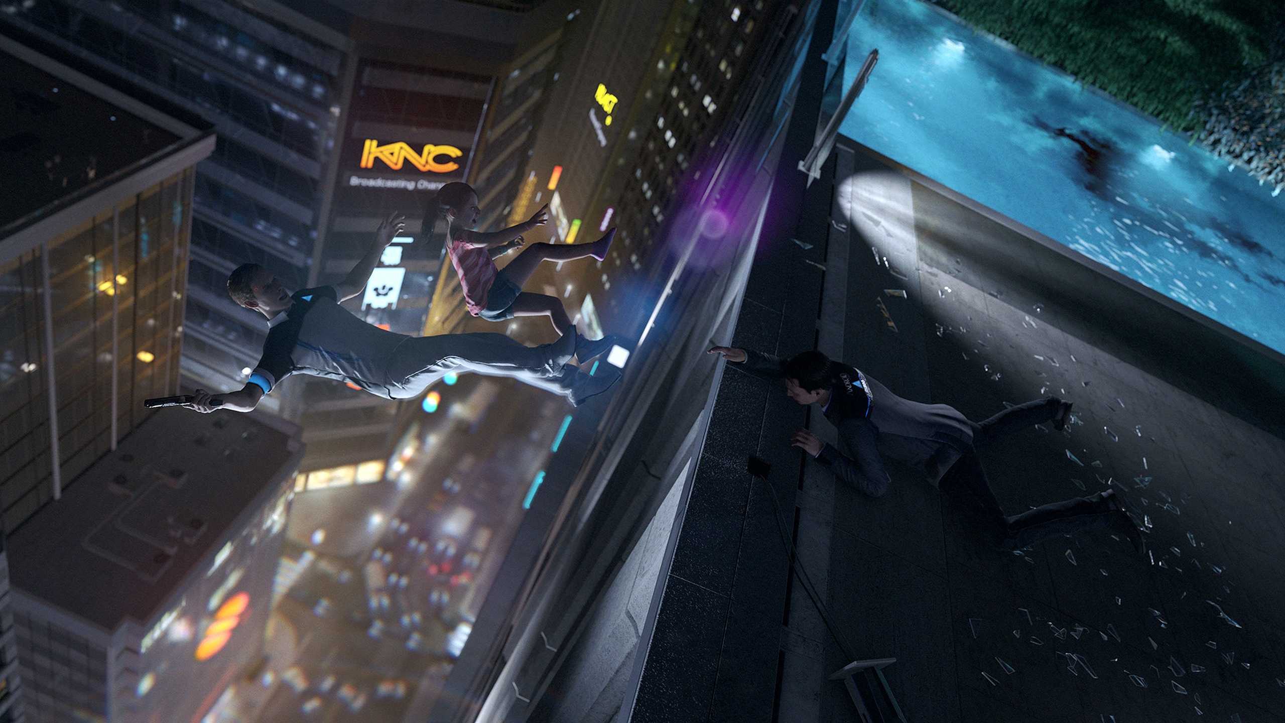 Connor failing to save a girl and an android from falling off a rooftop in Detroit: Become Human.