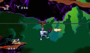 A screenshot of gameplay from Earthworm Jim: Special Edition