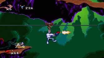 A screenshot of gameplay from Earthworm Jim: Special Edition