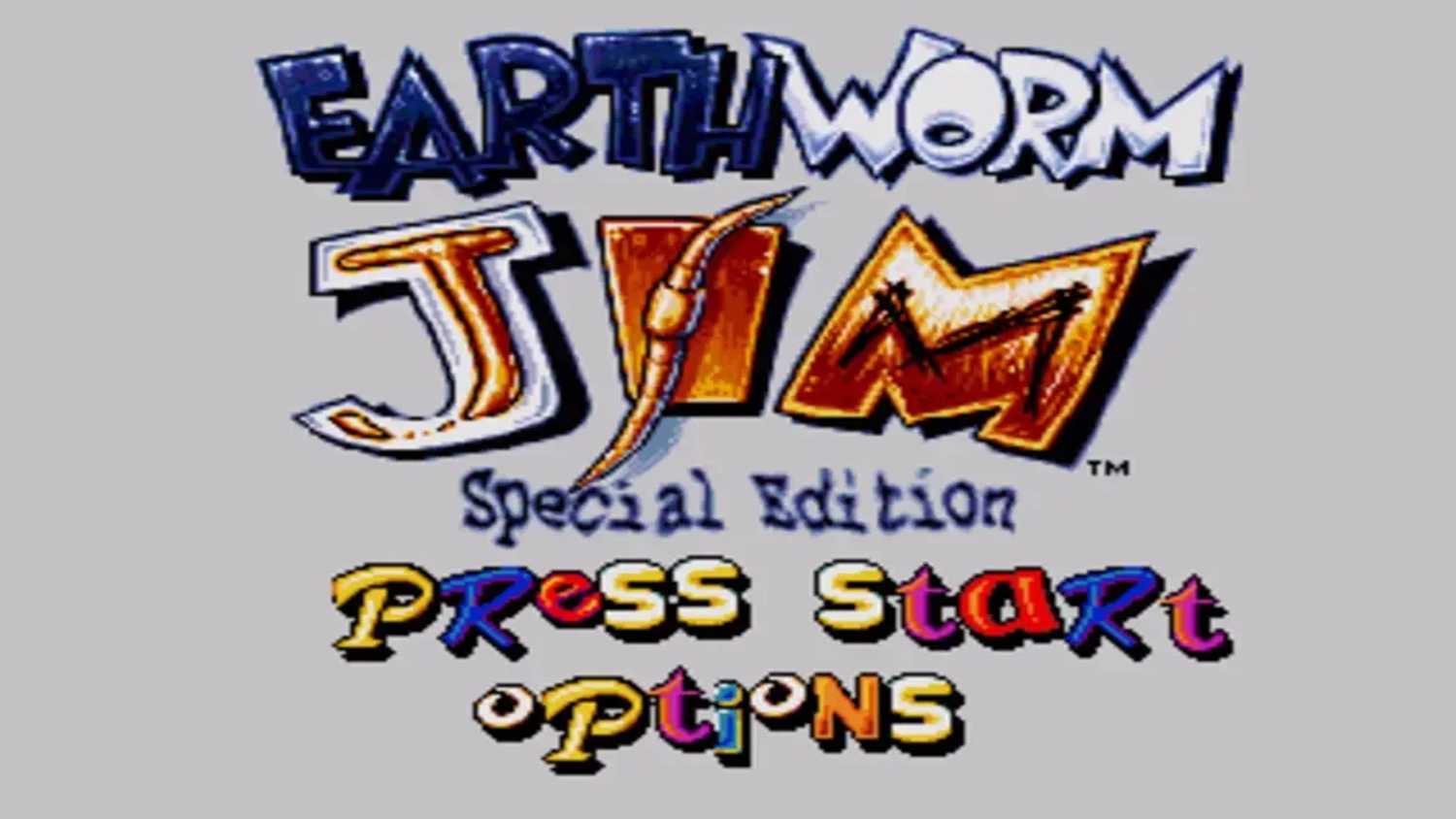A screenshot of the title screen from Earthworm Jim: Special Edition
