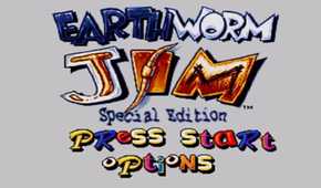 A screenshot of the title screen from Earthworm Jim: Special Edition