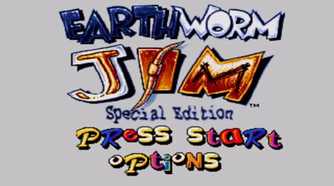 A screenshot of the title screen from Earthworm Jim: Special Edition