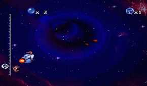 A screenshot of the space stages from Earthworm Jim: Special Edition