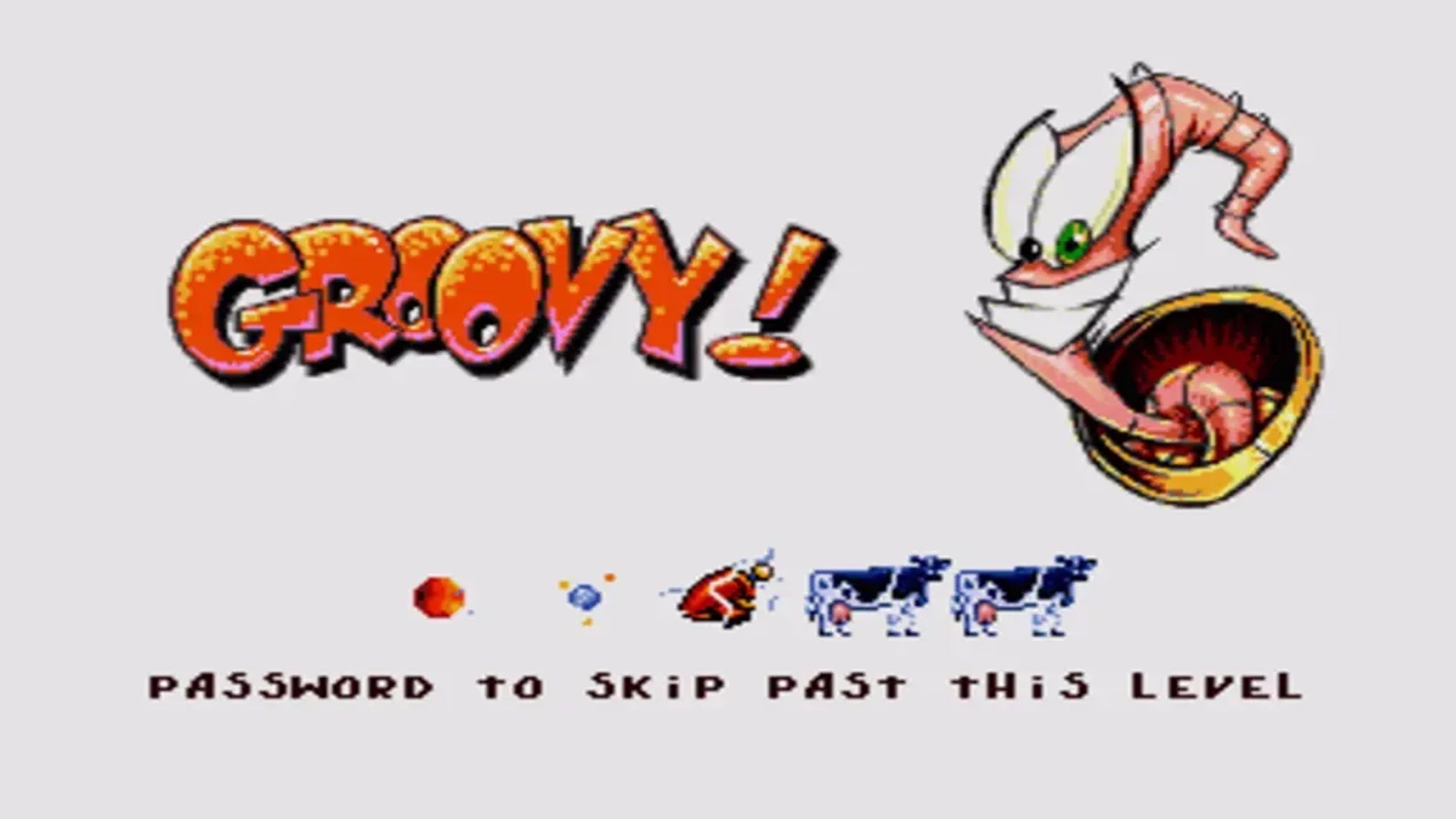 A screenshot of the password screen in Earthworm Jim: Special Edition