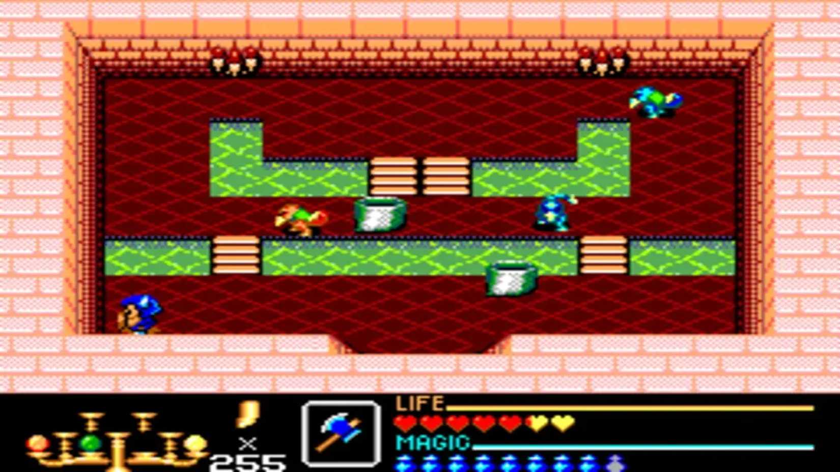 A screenshot of exploration and combat from Golden Axe Warrior