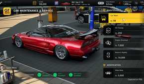 The car maintenance and service menu in Gran Turismo on the PlayStation 5.