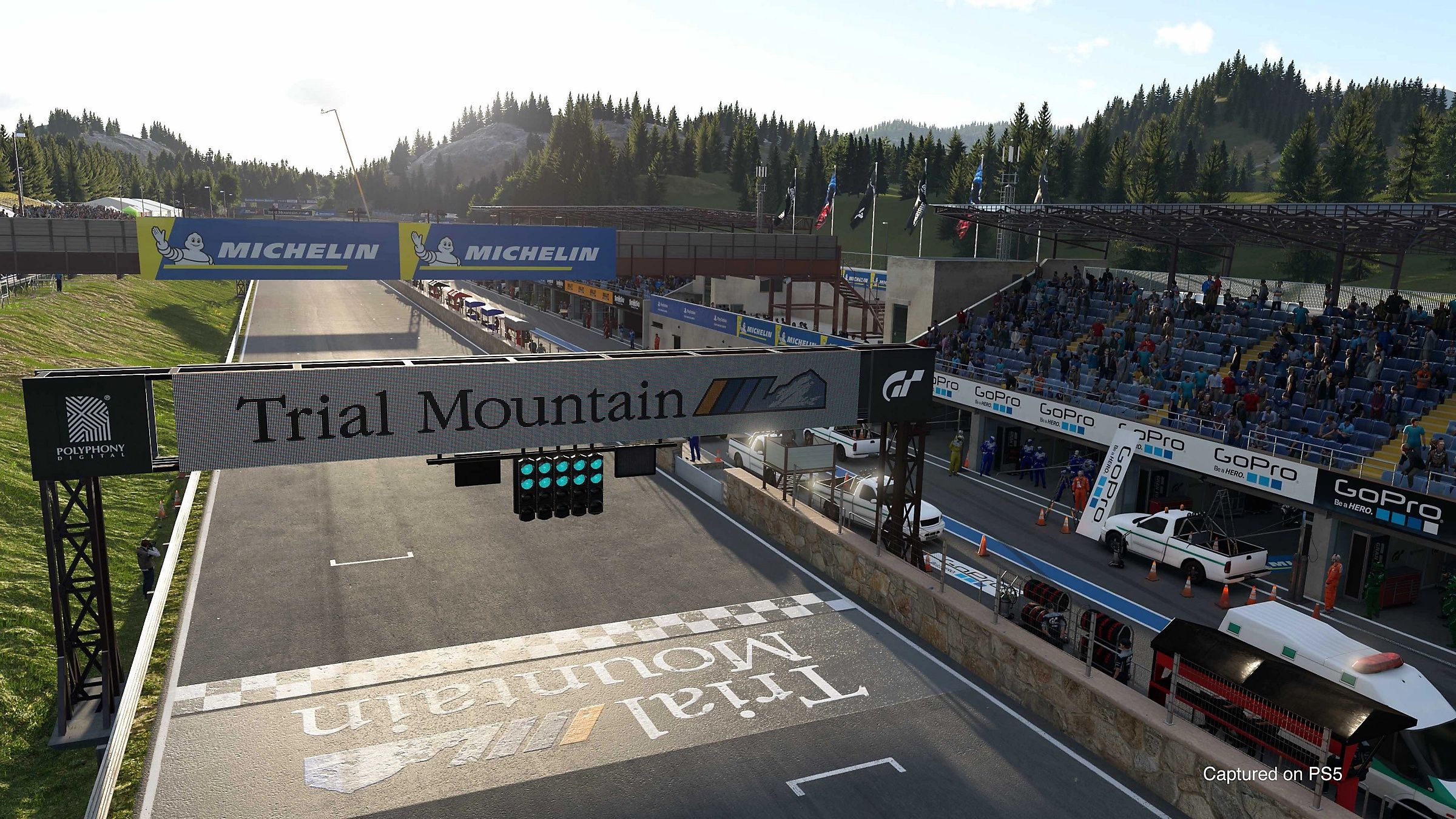 A track in Gran Turismo on the PlayStation 5.
