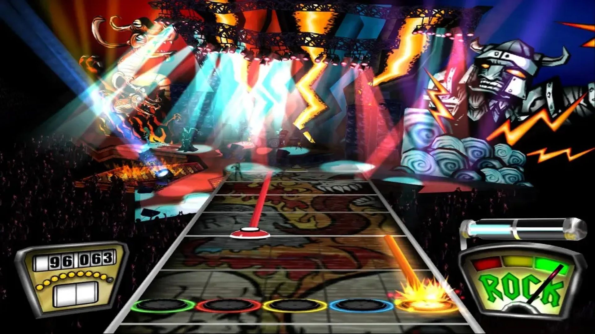A screenshot of gameplay from Guitar Hero
