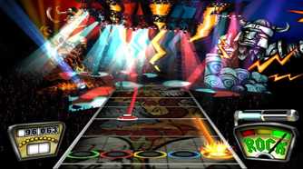 A screenshot of gameplay from Guitar Hero
