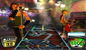A screenshot of gameplay from Guitar Hero