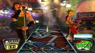 A screenshot of gameplay from Guitar Hero