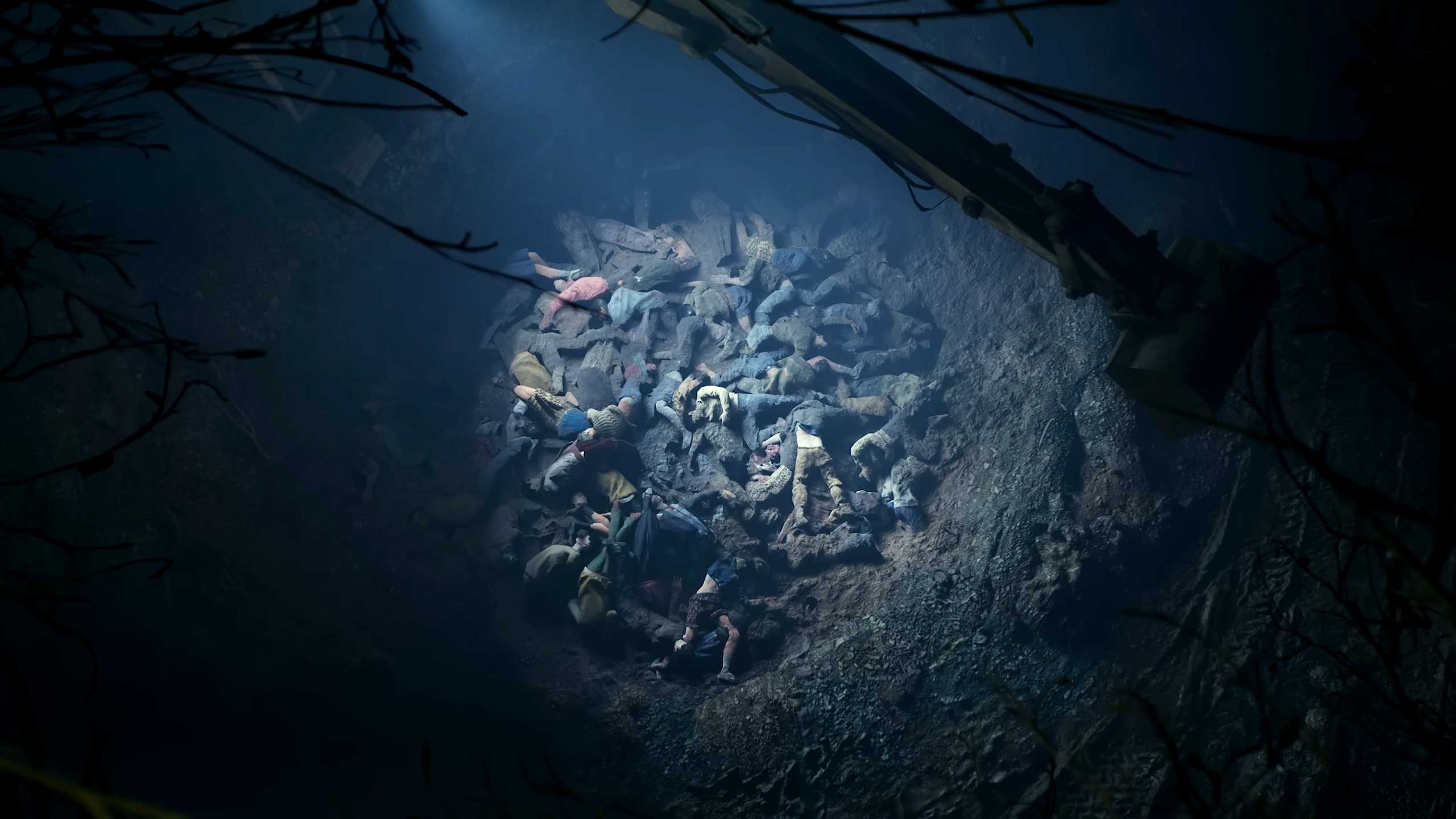 A pit full of corpses in Hell is Us.