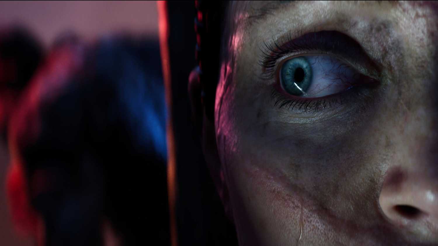 Senua scared in Senua's Saga: Hellblade II.