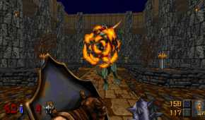 A screenshot of parrying attacks with the Cleric from Hexen in Heretic + Hexen