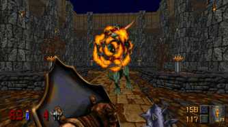 A screenshot of parrying attacks with the Cleric from Hexen in Heretic + Hexen