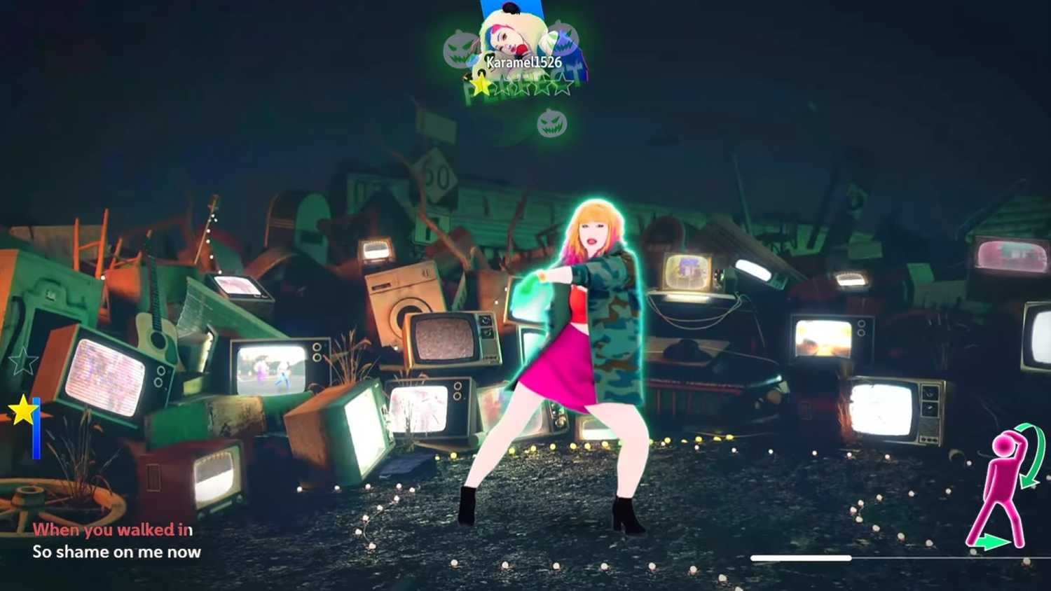 A screenshot of gameplay for a Taylor Swift song in Just Dance 2023