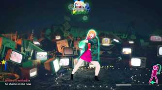 A screenshot of gameplay for a Taylor Swift song in Just Dance 2023