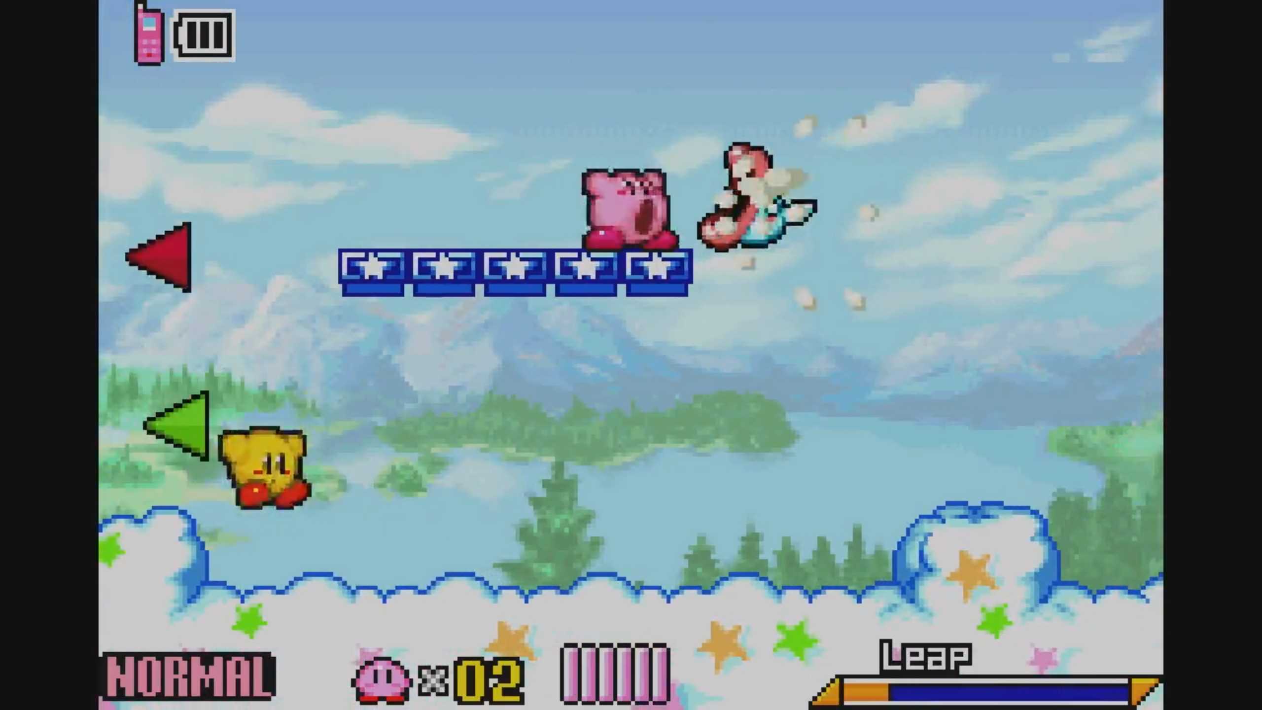 A screenshot from Kirby & the Amazing Mirror on the Game Boy Advance.