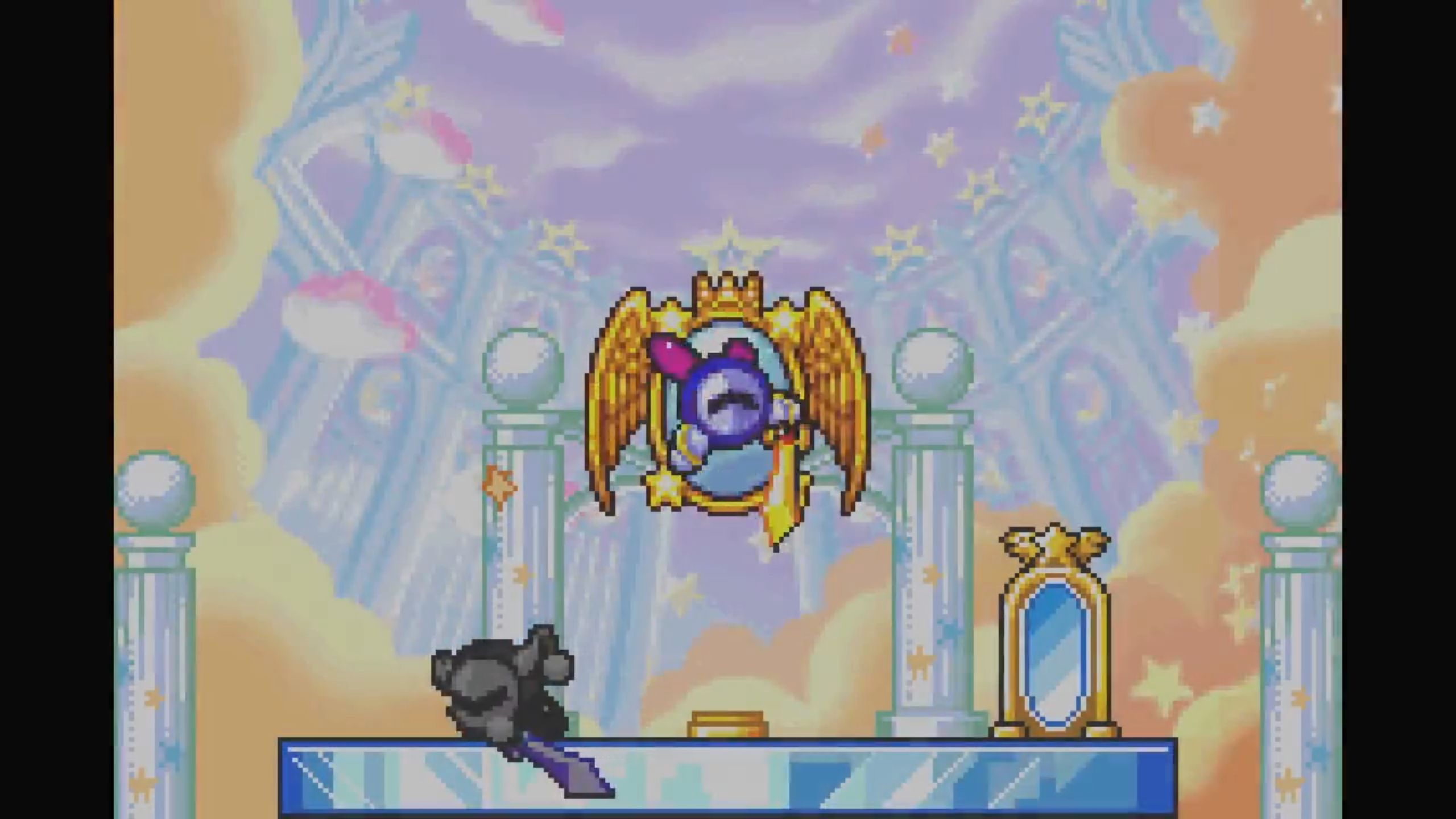 A screenshot from Kirby & the Amazing Mirror on the Game Boy Advance.