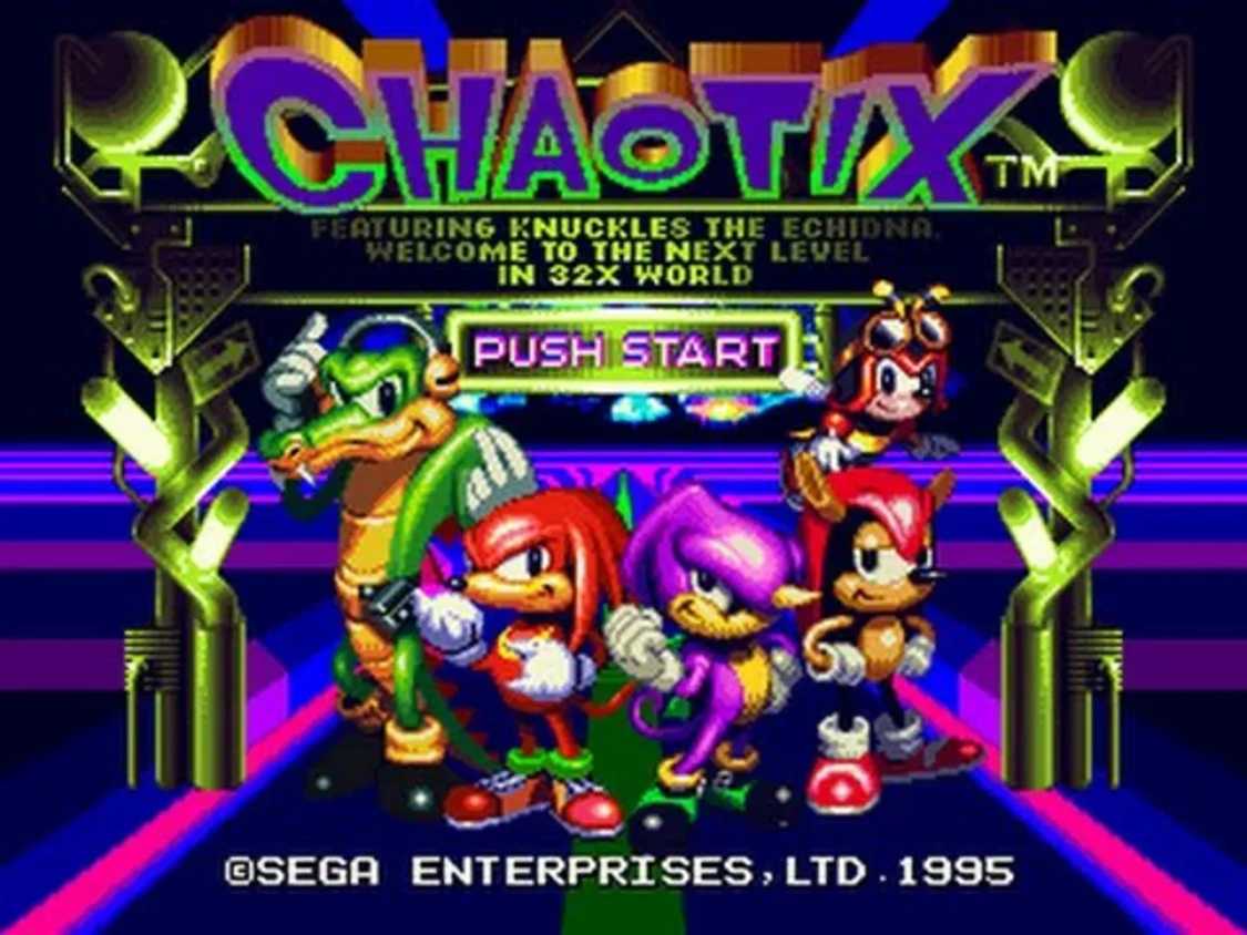 A screenshot of the title screen from Knuckles Chaotix