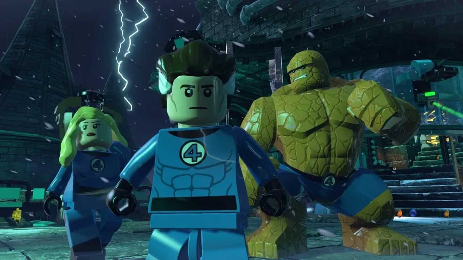 A screenshot of The Fantastic Four in LEGO Marvel Super Heroes