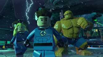 A screenshot of The Fantastic Four in LEGO Marvel Super Heroes