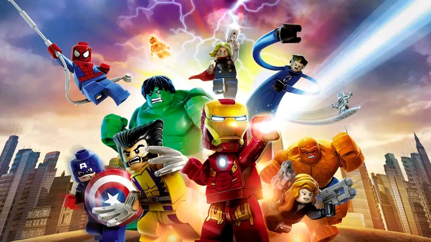 The key box art of heroes from LEGO Marvel Super Heroes