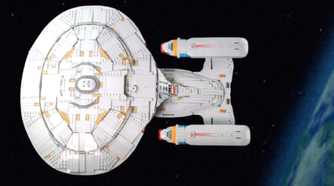 A pre-comp rendition of the Enterprise D that was leaked for an upcoming LEGO Star Trek set
