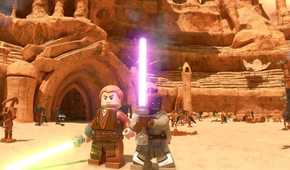 A screenshot of Anakin and Mace Windu from LEGO Star Wars The Skywalker Saga