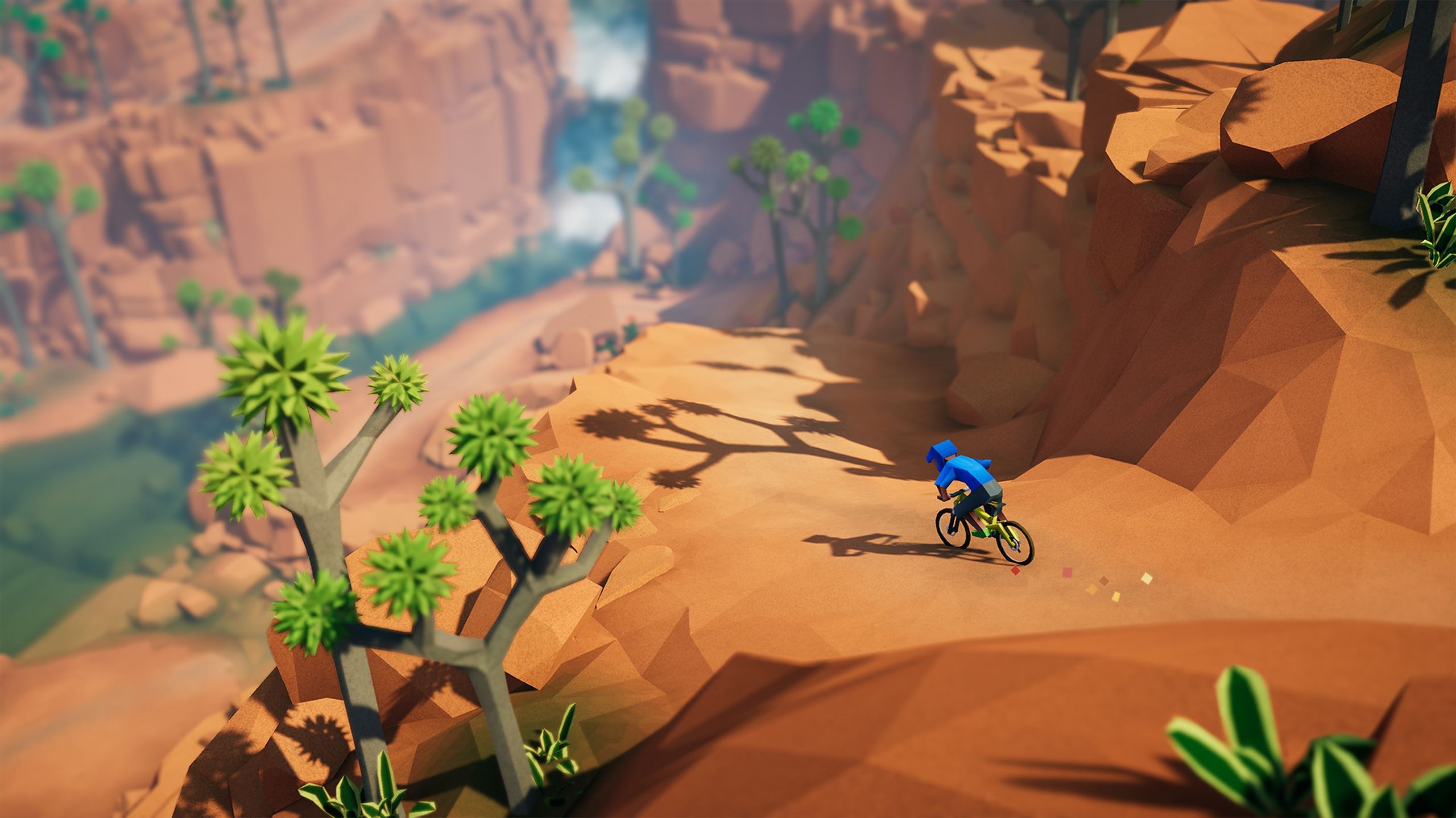 Cycling down a desert in Lonely Mountains: Downhill.