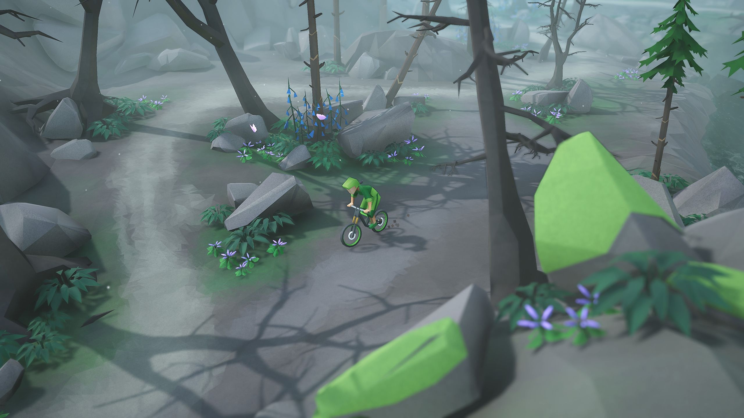 A screenshot from the game Lonely Mountains: Downhill.