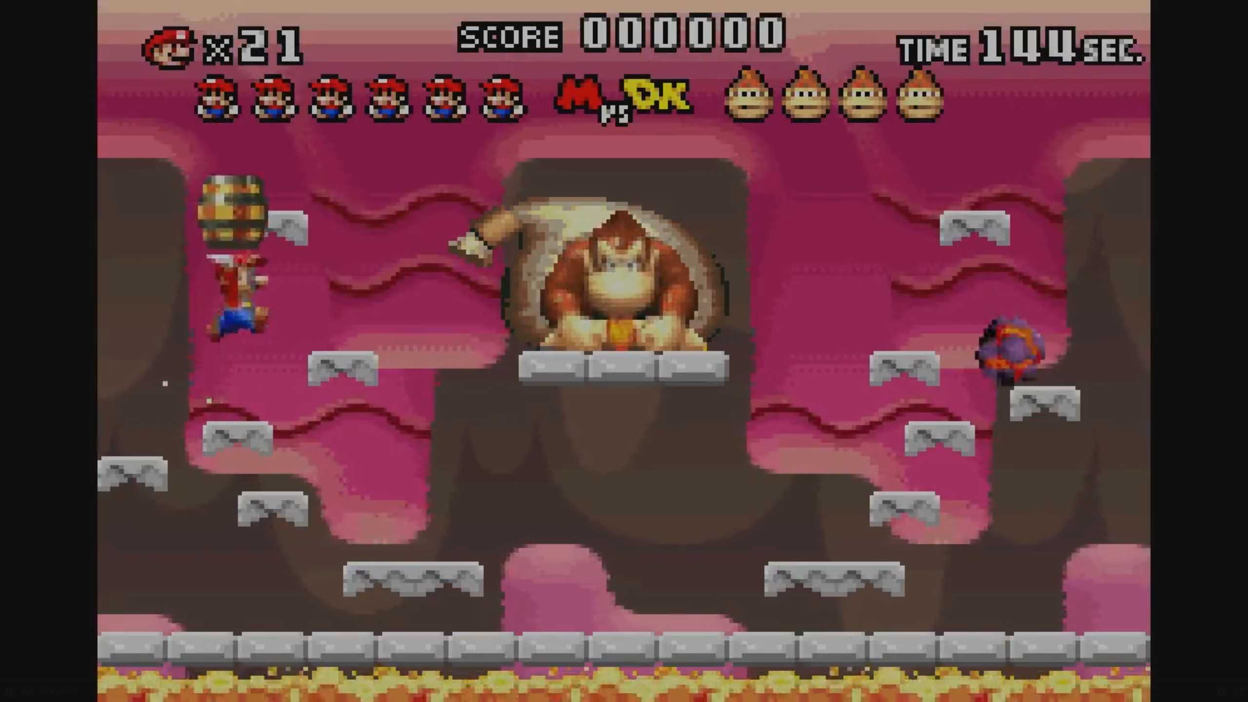 A screenshot from Mario vs. Donkey Kong on the Game Boy Advance.