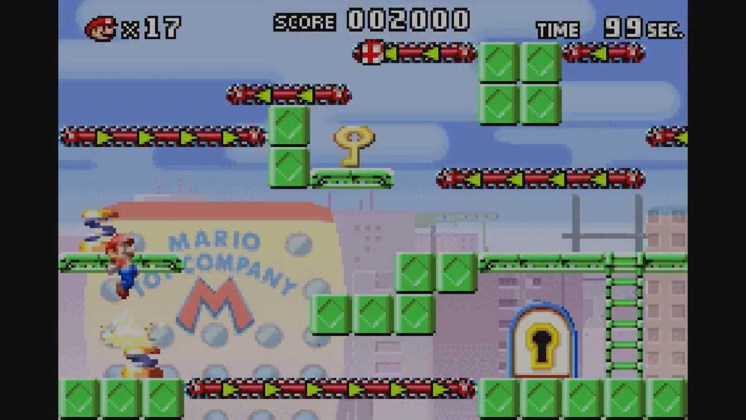 A screenshot from Mario vs. Donkey Kong on the Game Boy Advance.