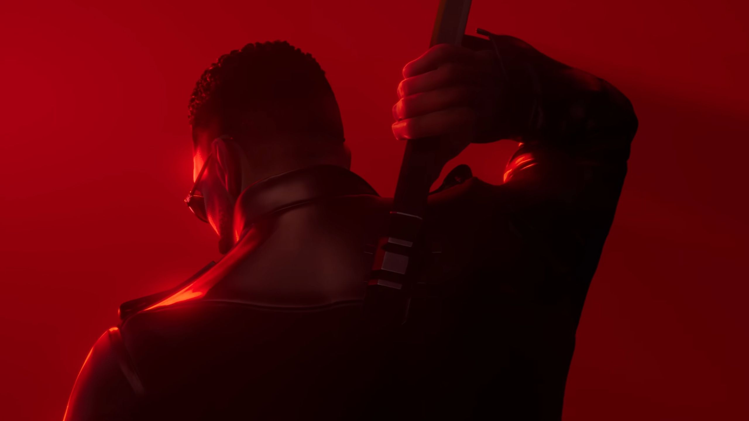 Blade unsheathing his sword in the trailer for Marvel's Blade game.