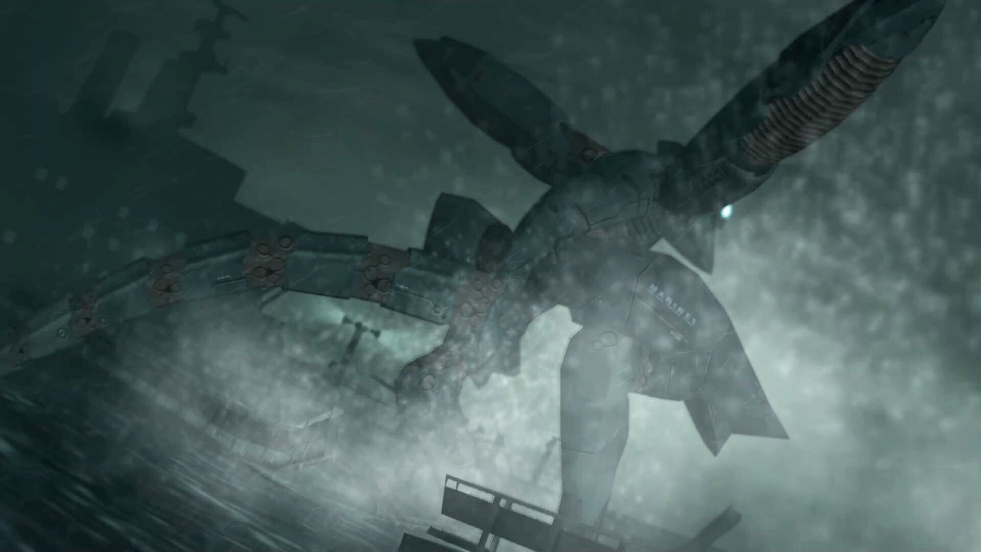 A huge metal gear in Metal Gear Solid 2: Sons of Liberty.