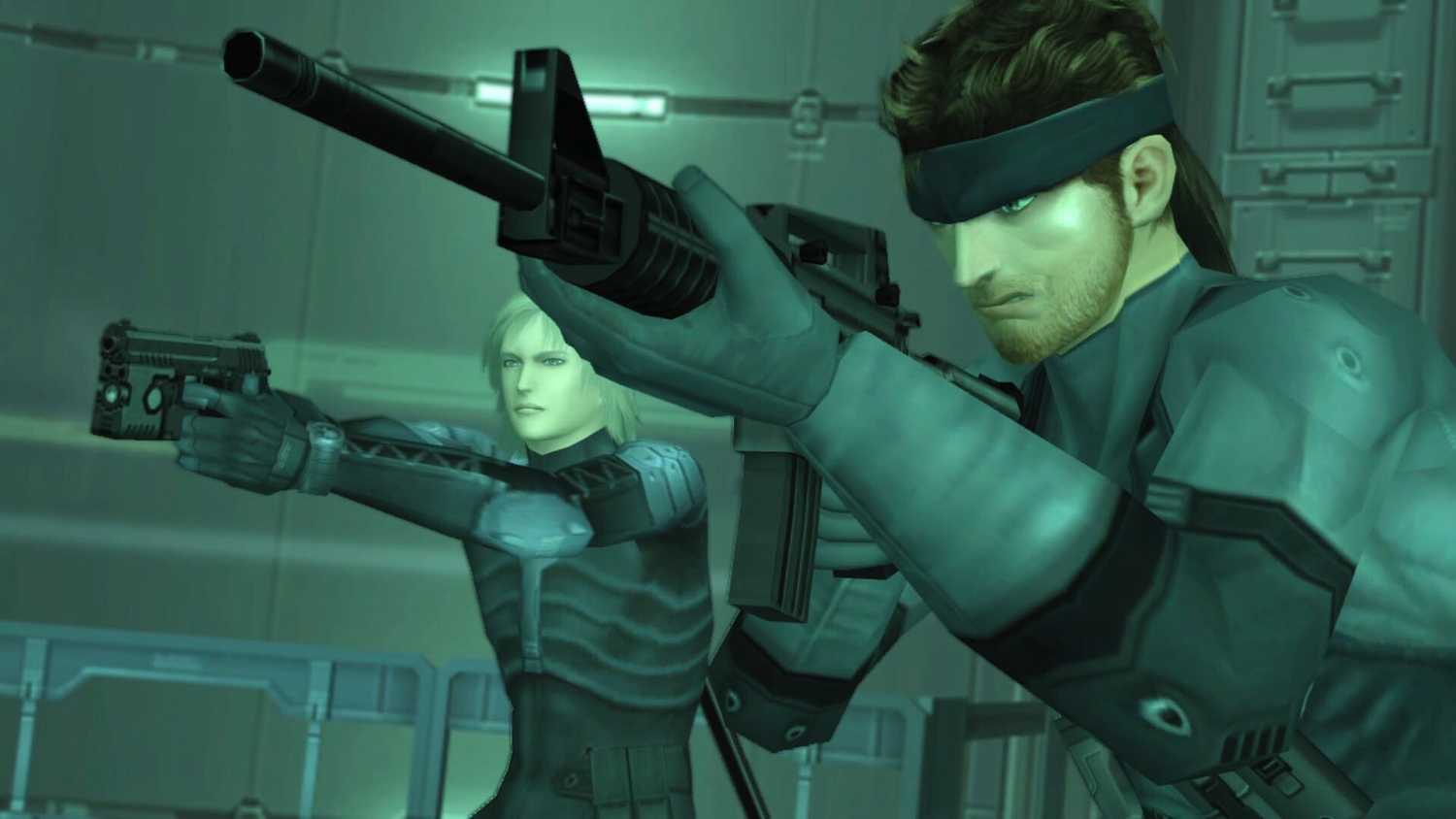 Snake and Raiden in Metal Gear Solid 2: Sons of Liberty.