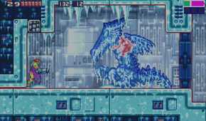 A screenshot from Metro Fusion on the Game Boy Advance.