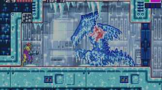 A screenshot from Metro Fusion on the Game Boy Advance.